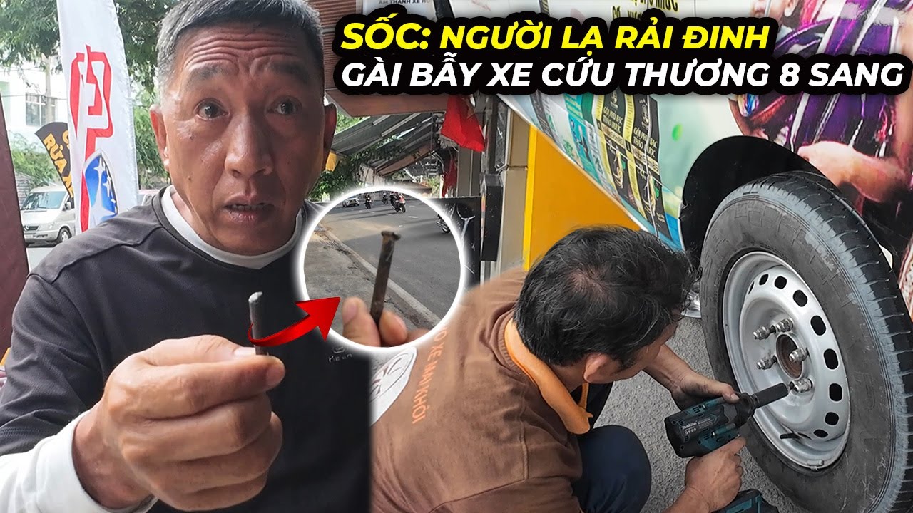 SỐC: Xe cứu thương của 8 Sang - bị người lạ rải đinh gài bẫy...