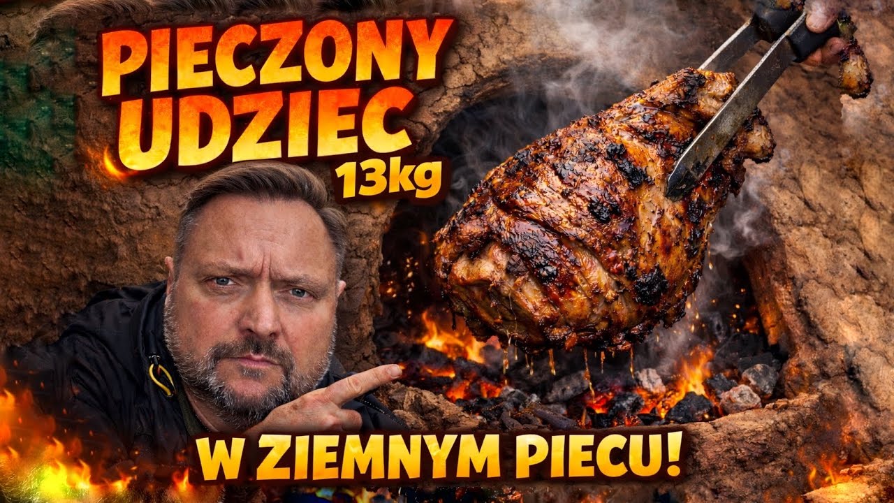 UDZIEC WIEPRZOWY - 13kg mięsa pieczone w ziemnym piecu.