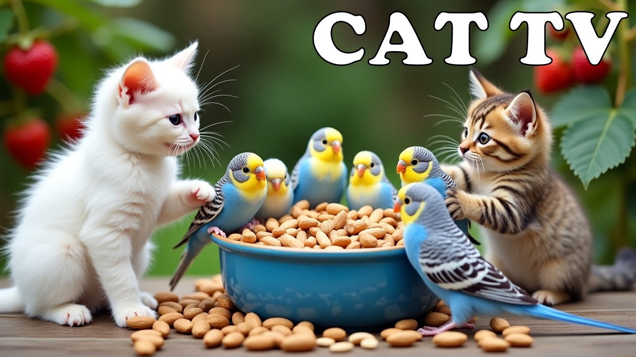 4K CAT TV 😻 Mischievous Birds Guarding a Hidden Snack 🐦💛 TV FOR CAT To Keep Cats Engaged & Relaxed