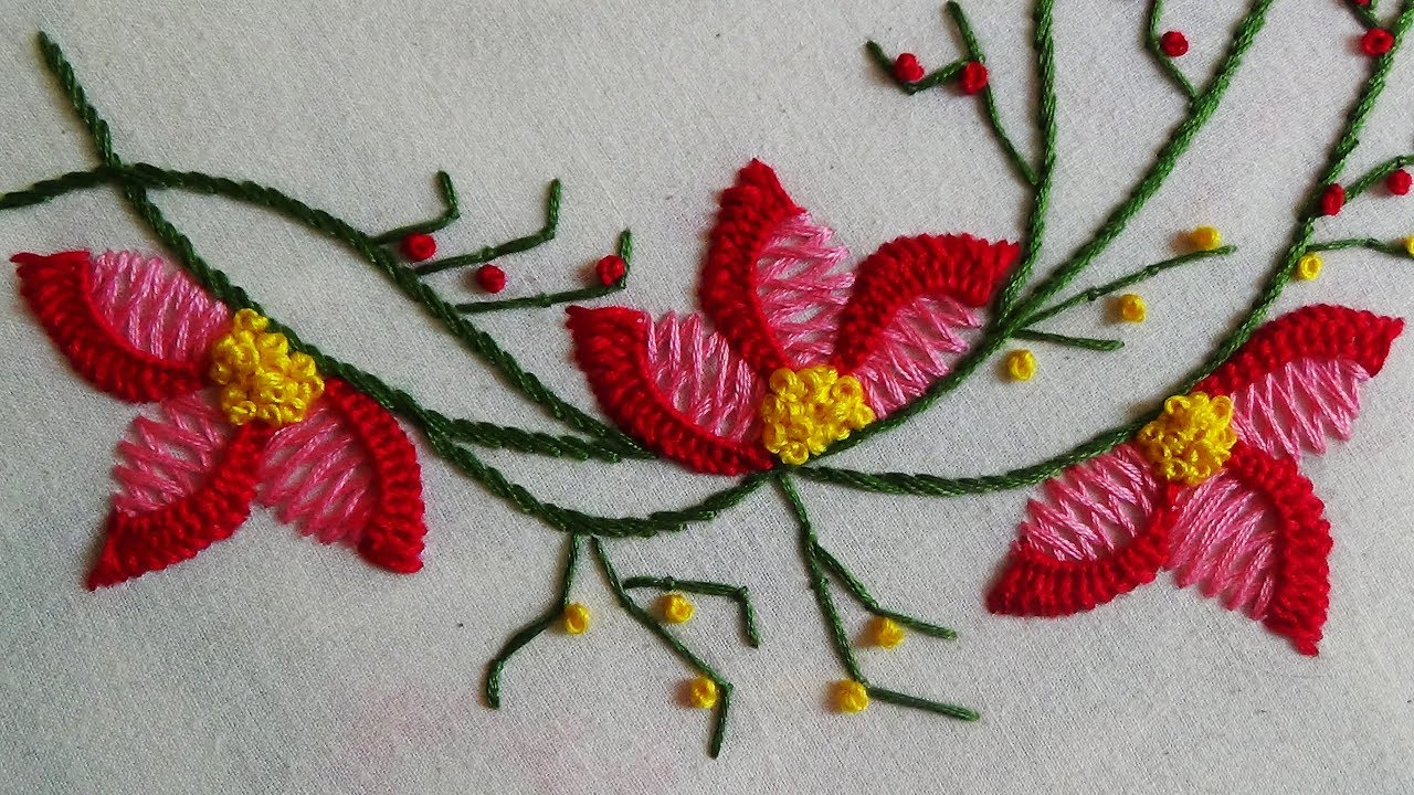 Hand Embroidery: Boat Neckline Embroidery