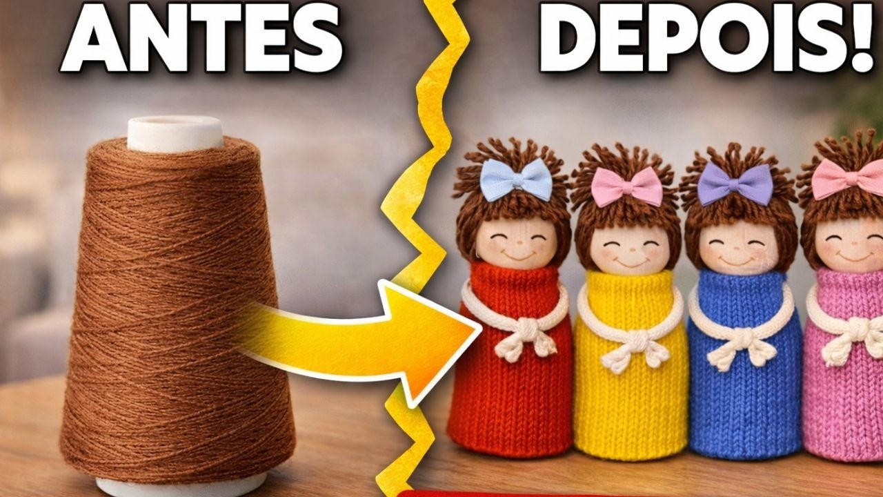 Ninguém Acredita! Transformei Cone de Linha em Bonecas e VENDI Tudo