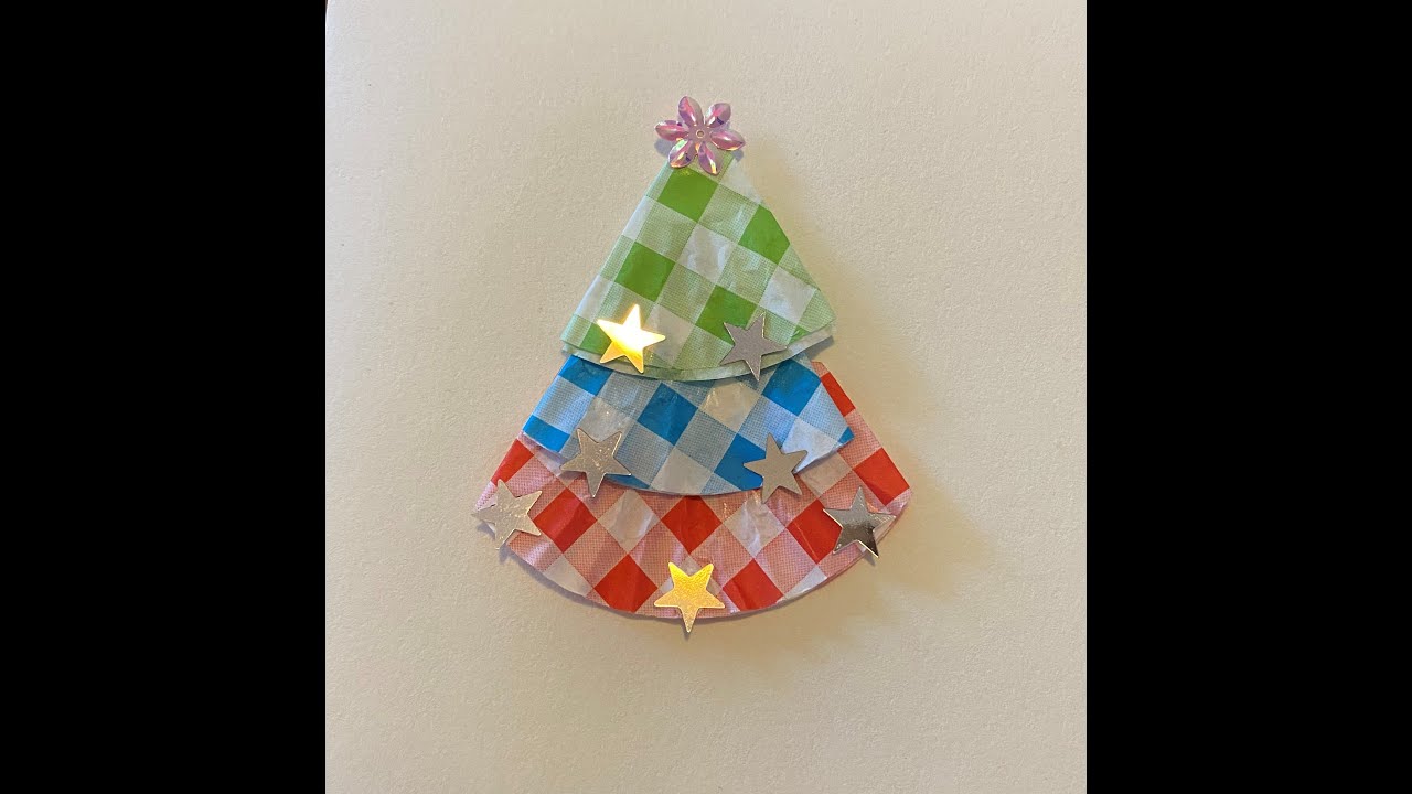 Easy Xmas greeting card with just 4 items- Paper, cupcake liners, glue and glitter.