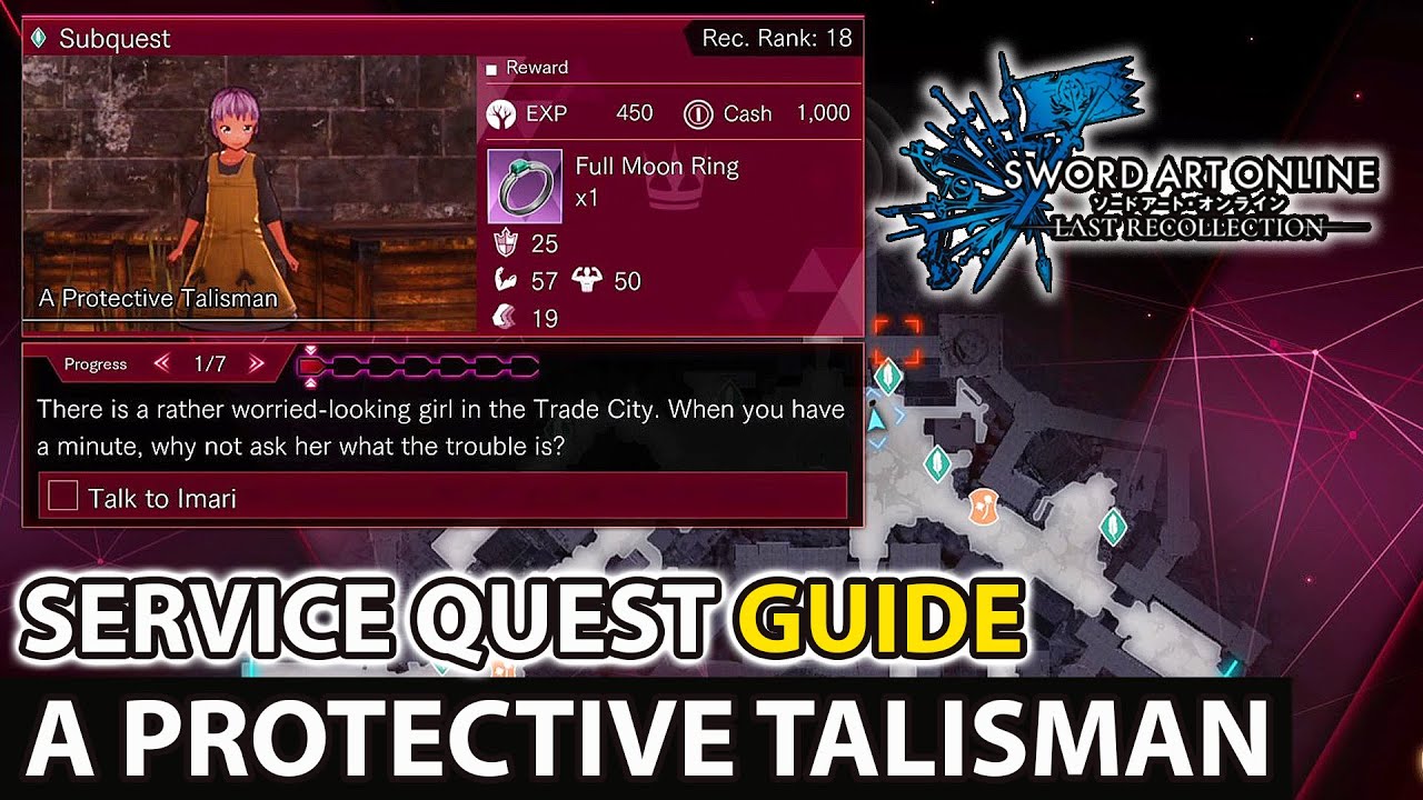 Sword Art Online Last Recollection - How To Complete Service Quest (A Protective Talisman) Guide