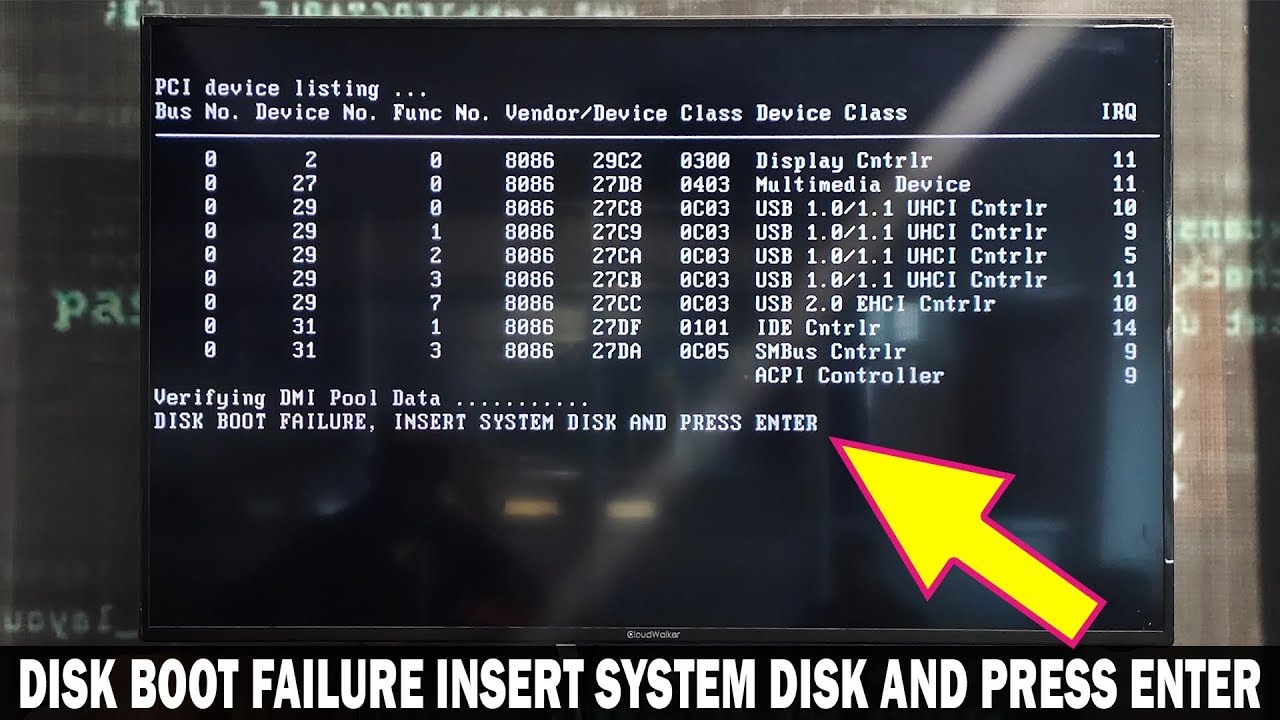 [SOLVED] DISK BOOT FAILURE INSERT SYSTEM DISK AND PRESS ENTER