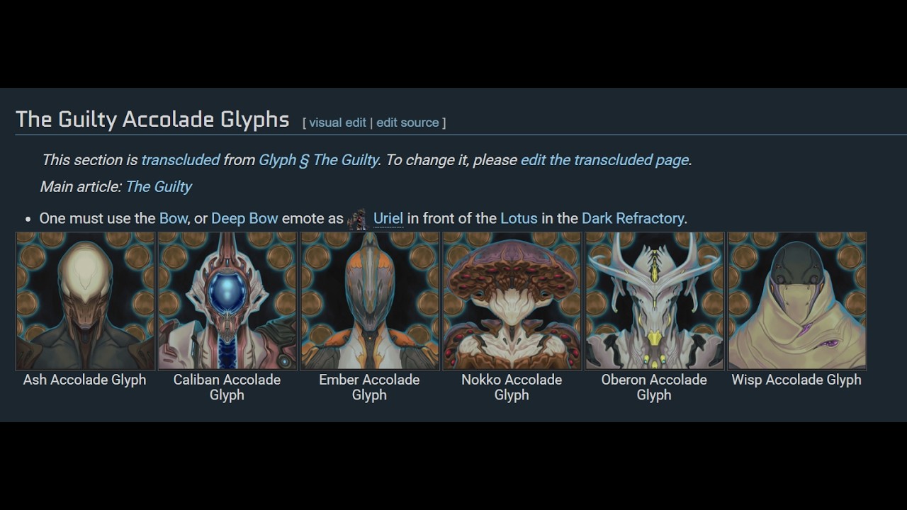 The guilty accolade glyph guide (на русском :))