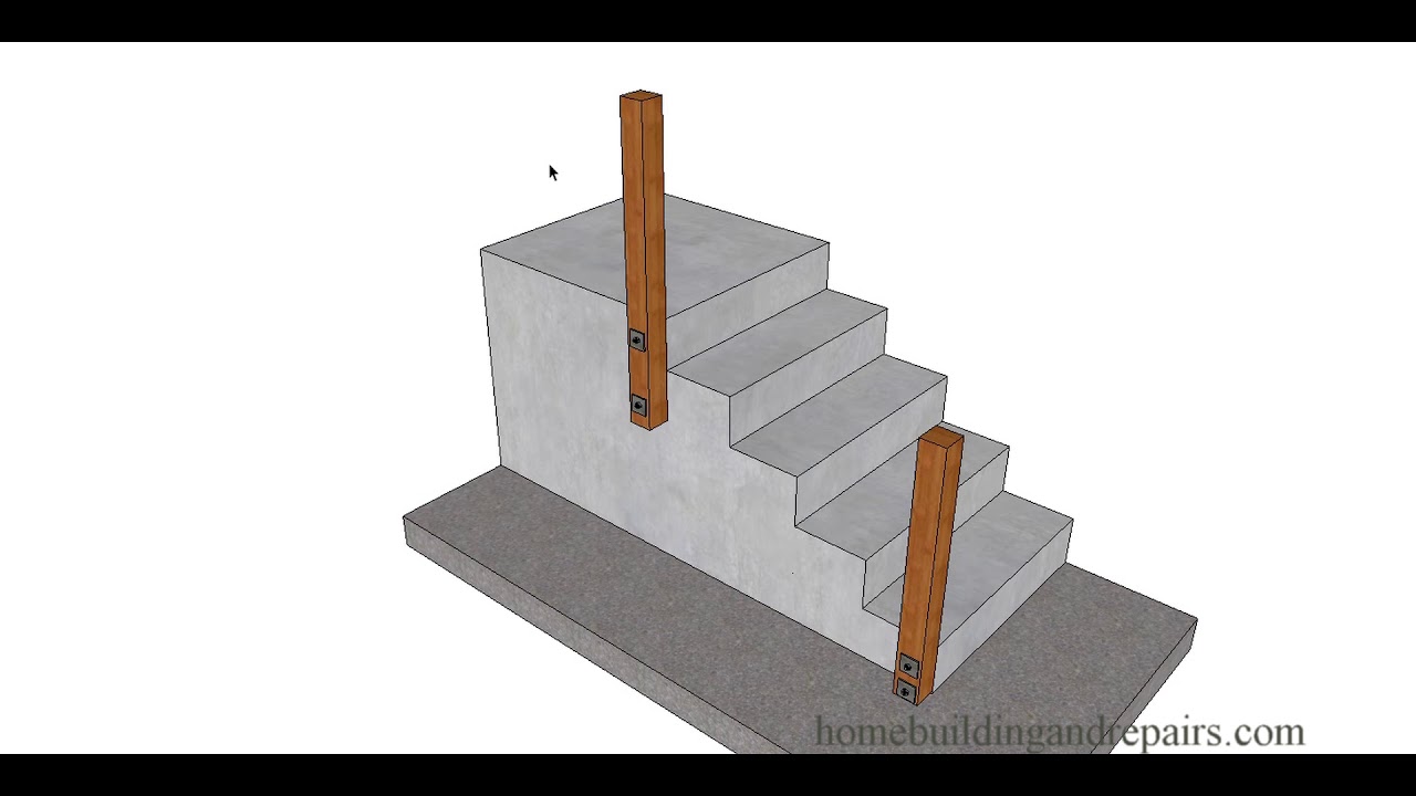 Bolting Wood Handrail Post To New Concrete Stairs Can Make Handrail Stronger