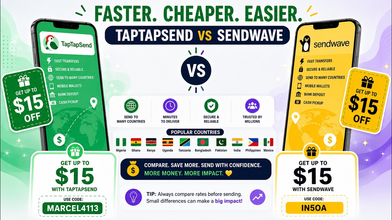 TapTapSend vs Sendwave 2026 | Best Money Transfer App? 💸 Up to $15 Bonus Codes (MARCEL4113 & IN5OA)