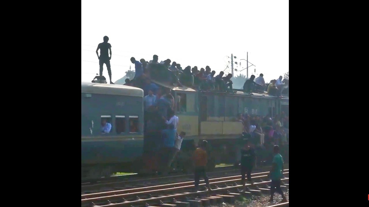 Overflowing and overcrowded People Train in Bangladesh