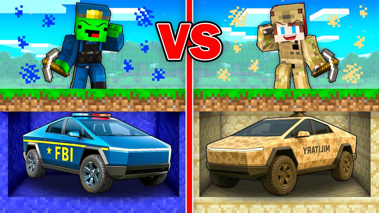 Mikey FBI vs JJ MILITARY CYBERTRUCK Mine Battle in Minecraft - Maizen