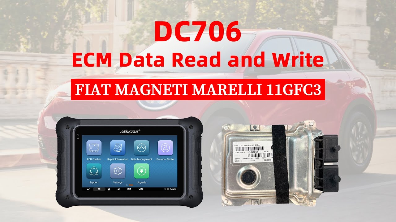 OBDSTAR DC706 Read and Write Fiat Magneti Marelli 11GFC3 ECM on Bench- OBDII365