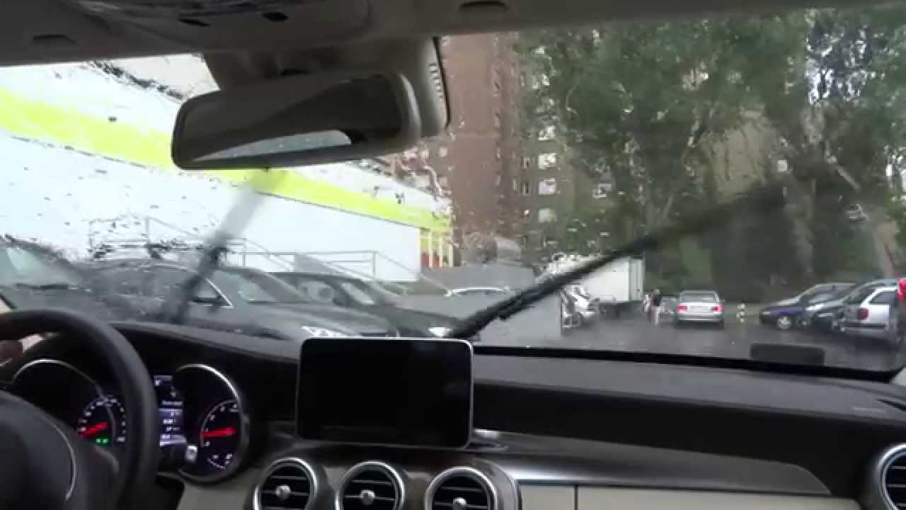 2015 Mercedes C-Class W205 Heavy Rain Wet City Cruising Drive C200 Driving Cruise