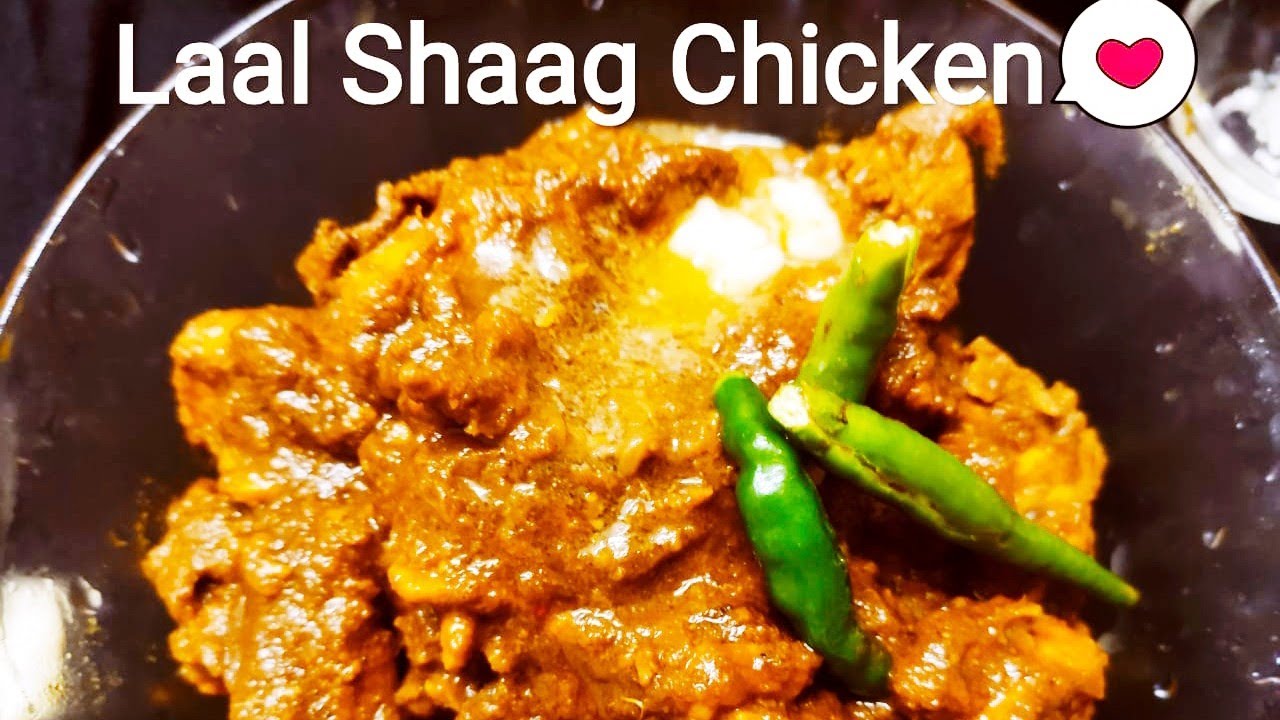 Laal saag diye Chicken