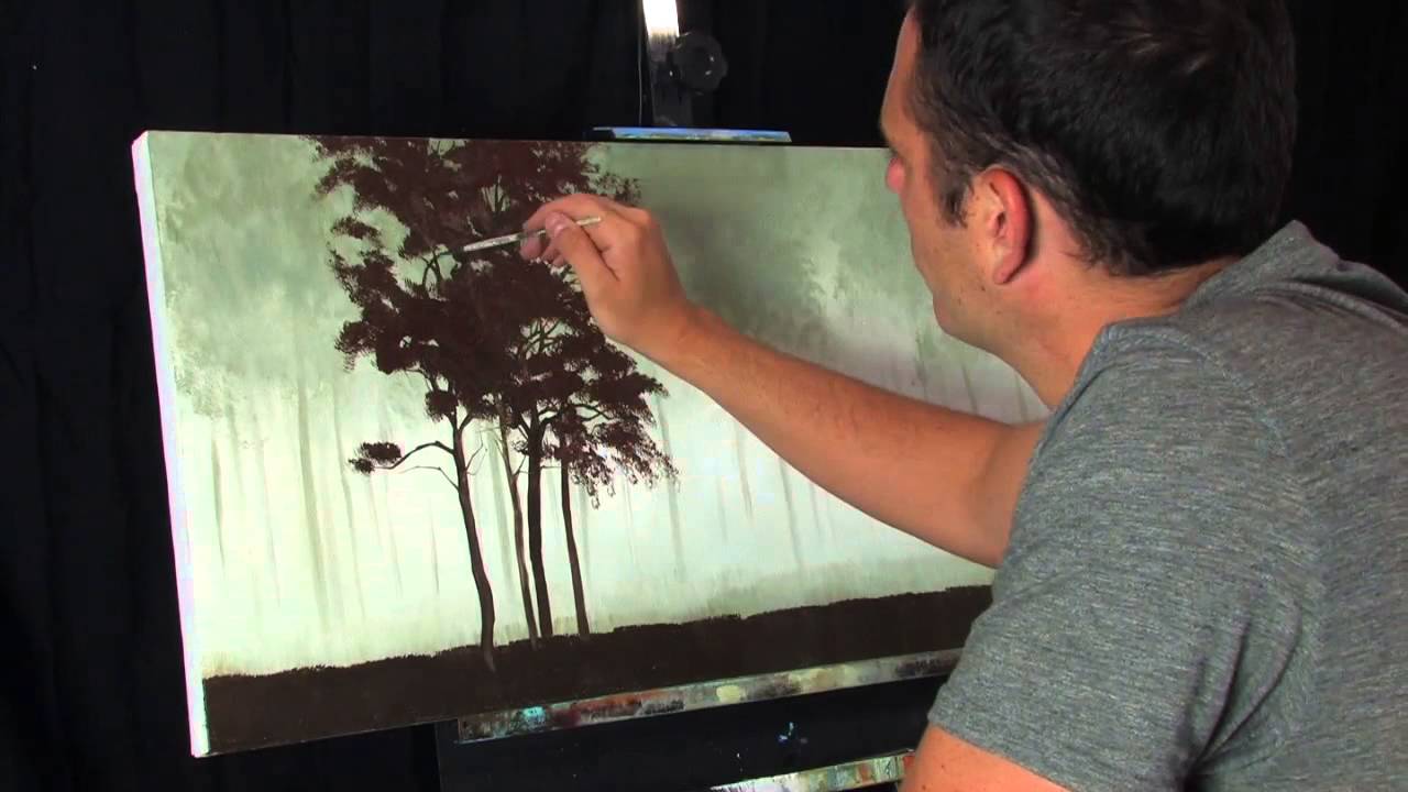 Time Lapse Acrylic Landscape Forest Painting Missing Red Trees by Tim Gagnon