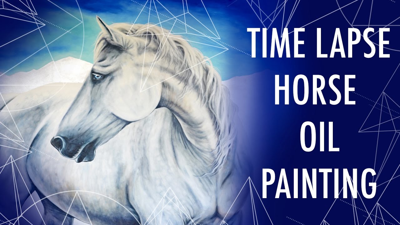 TIME LAPSE OIL PAINTING OF A WHITE HORSE