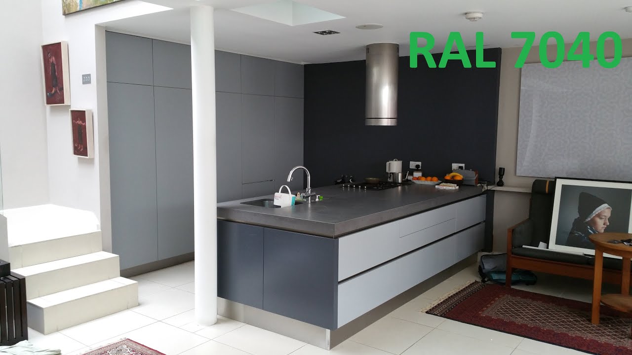 RAL 7040 + RAL 7015 Kitchen resprayed in custom colour