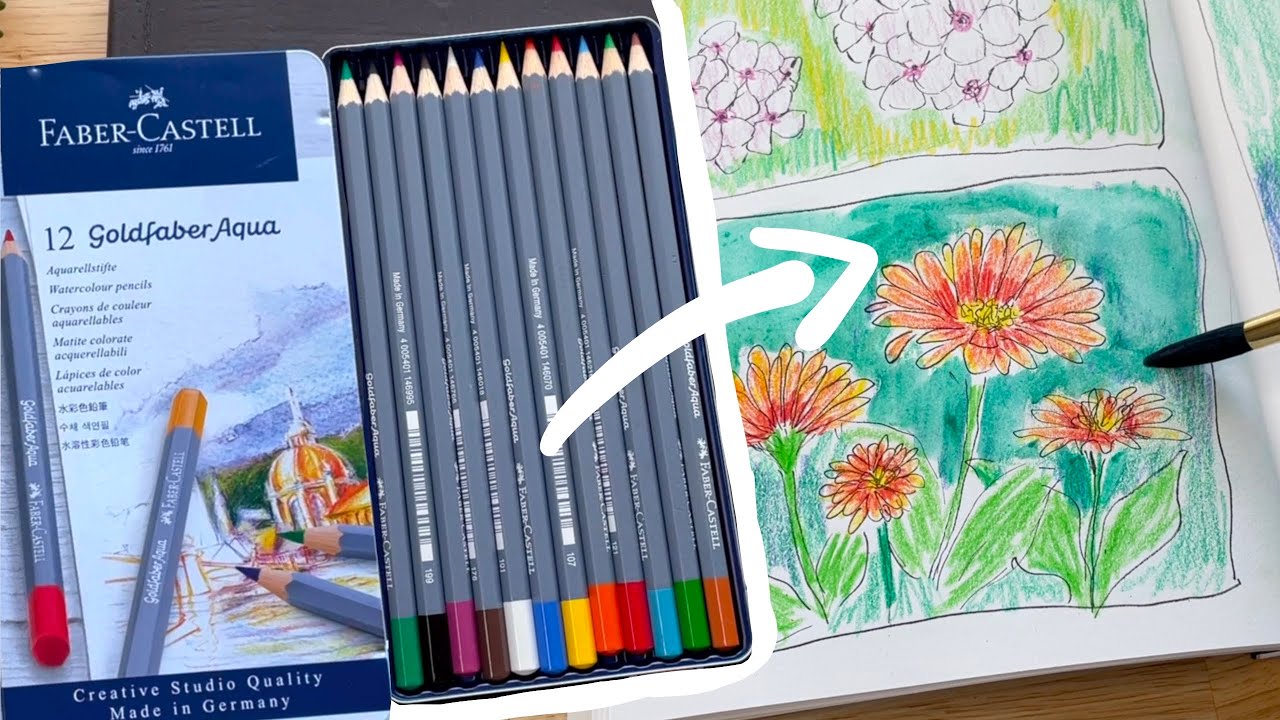 Faber Castell Goldfaber Aqua Watercolor Pencils -  Review and color Swatches