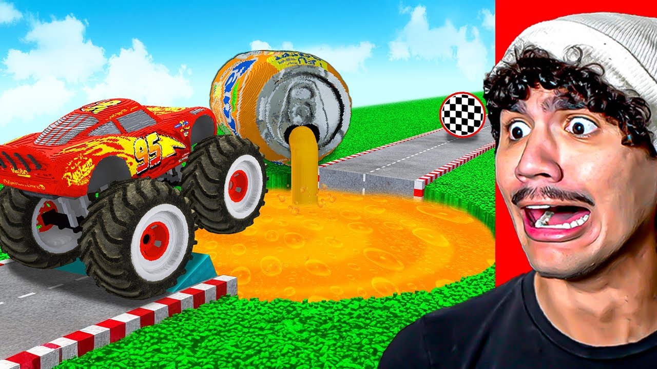 Reagindo a CARRO MONSTRO vs Buracos de FANTA, COCA-COLA e LEITE em Teardown