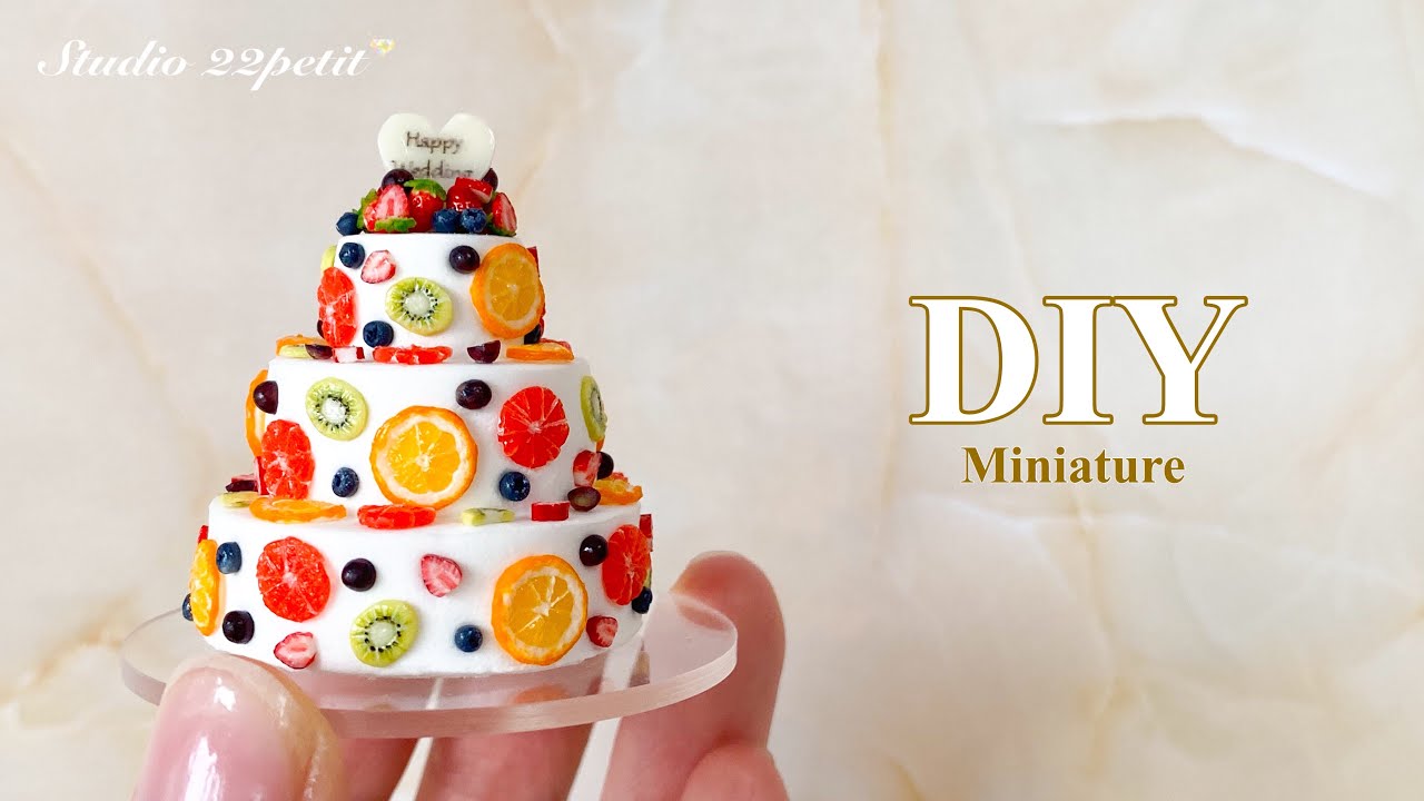DIY Miniature Wedding cake | Air dry clay | 粘土で作るウェディングケーキ | ミニチュアフード