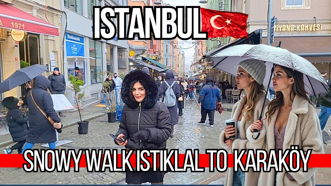 Istanbul Extreme Rain & Magical Snow 4K Walking Tour | Istiklal Street, Galata Tower, Karakoy 2025