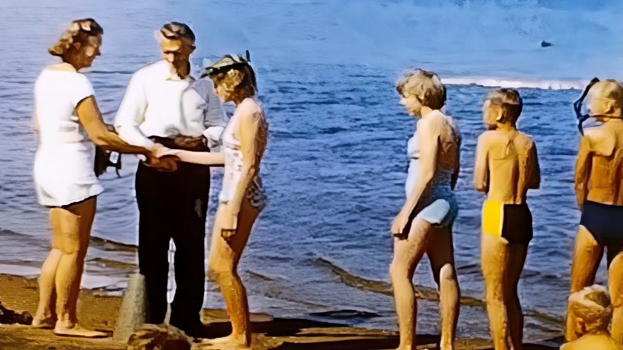 1959 Orbaden Simskolan med Inga Lönn (8mm footage)