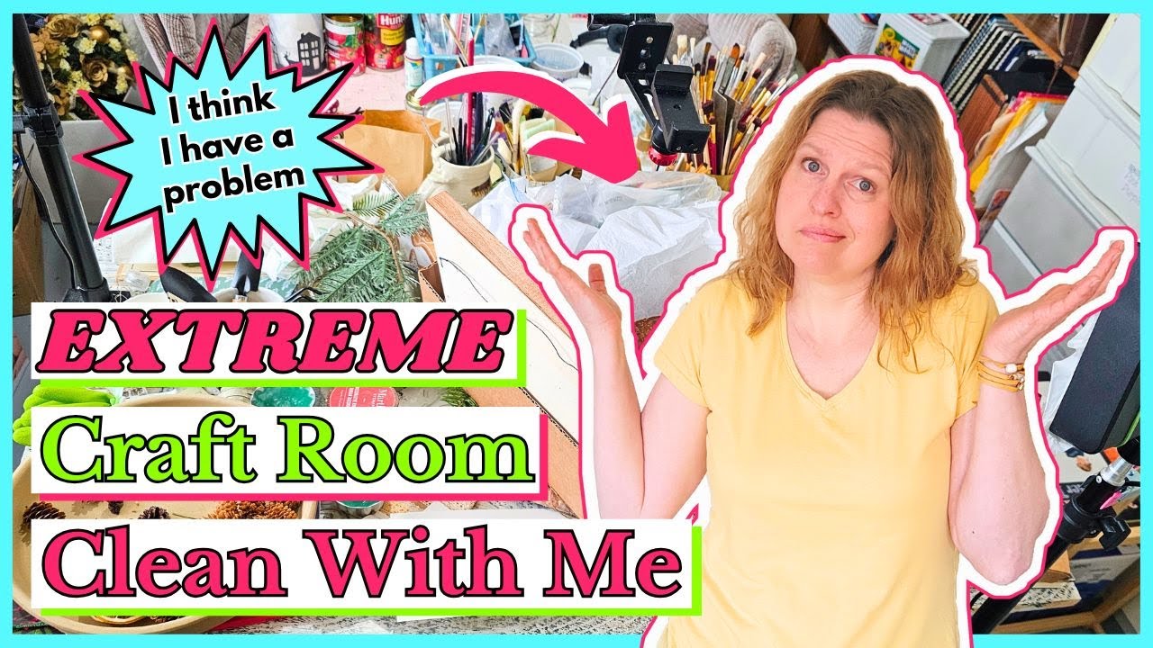 HELP!!! My Craft Room is a COMPLETE DISASTER!!! Extreme Craft Room Clean With Me! Part 1
