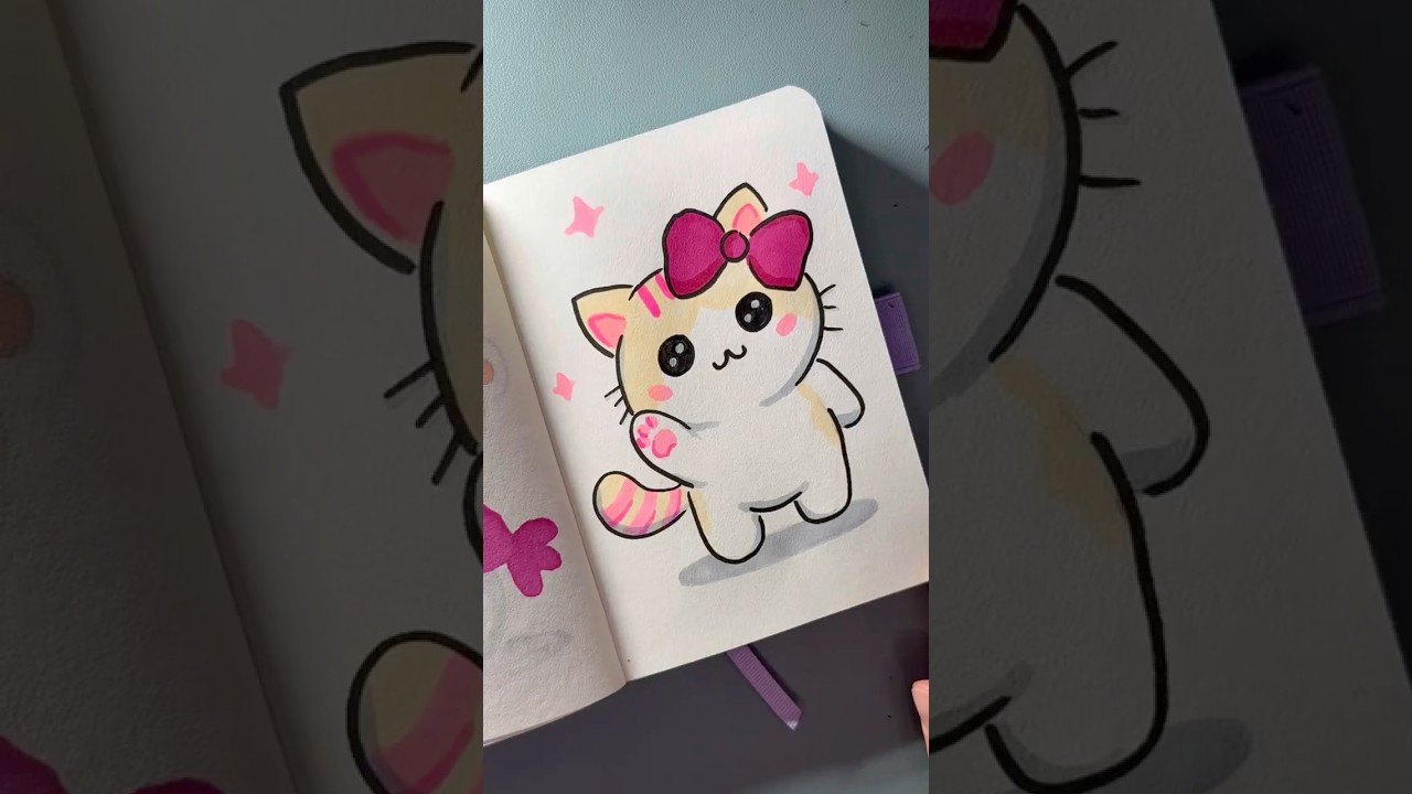 STOP ✋ This Cat Is TOO Cute 🥰💗 | Easy Kawaii Drawing Tutorial