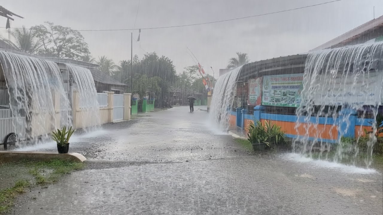 ЭКСТРЕМАЛЬНАЯ ПОГОДА ⛈️ Сильный дождь и ветер в деревне Ред Сойл. Очень освежающий