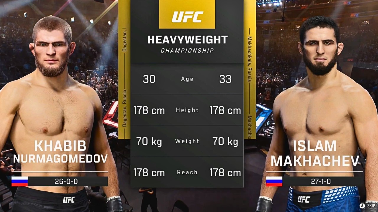 Khabib Nurmagomedov vs Islam Makhachev FULL FIGHT | UFC 6 AI Simulation Gameplay (CPU vs CPU)