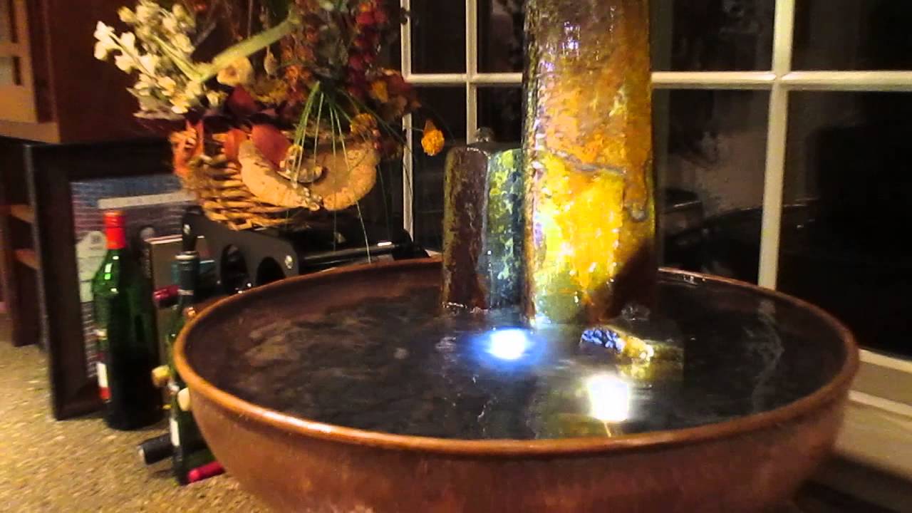 Indoor Stone Fountain in Copper Bowl