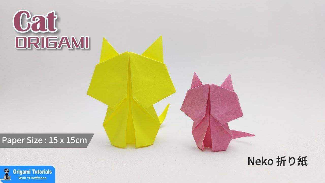 How To Make A Paper CAT Neko Easy Origami Tutorial Step By Step Guide For Kid | ねこの折り紙 簡単な作り方 動物おりがみ
