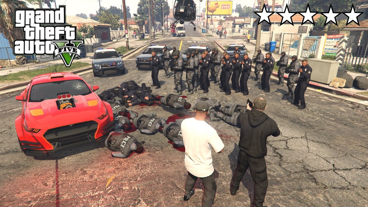 GTA 5 Trevor & Franklin's FIVE STAR RAMPAGE AT GROVE STREET (Cop Battle / Helicopter Escape)