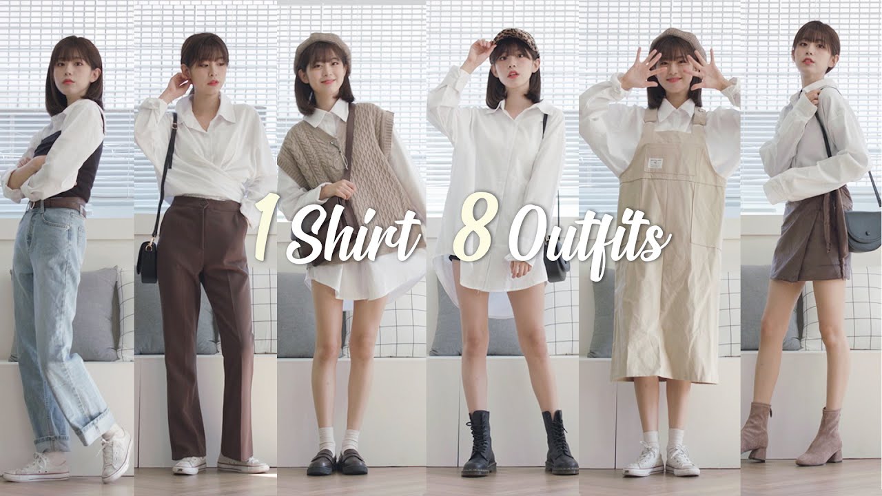 평범한 셔츠 하나로 8가지 코디 돌려입기🥼 8 different Looks with 1 Shirt