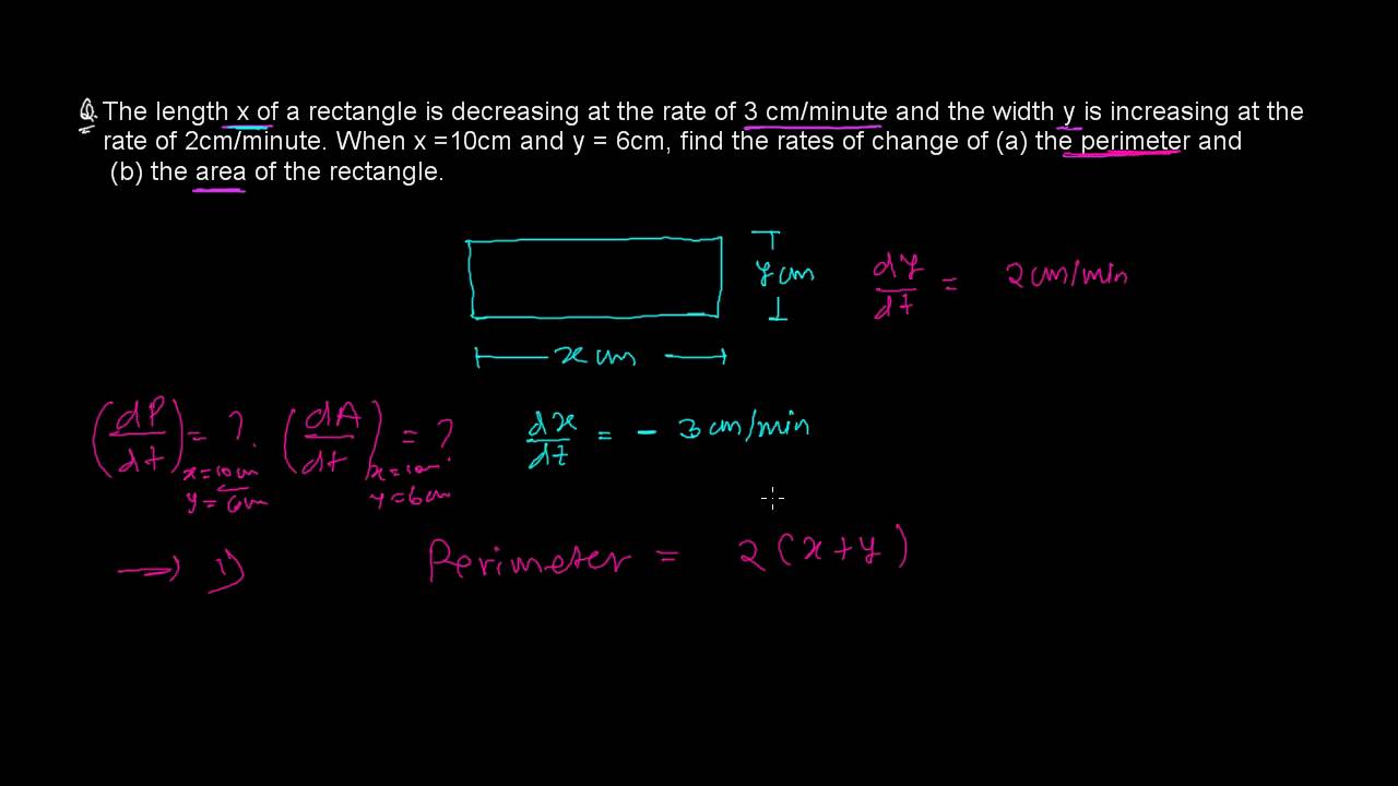Rate of Change of Perimeter  & Area of Rectangle  -  Application of Derivative