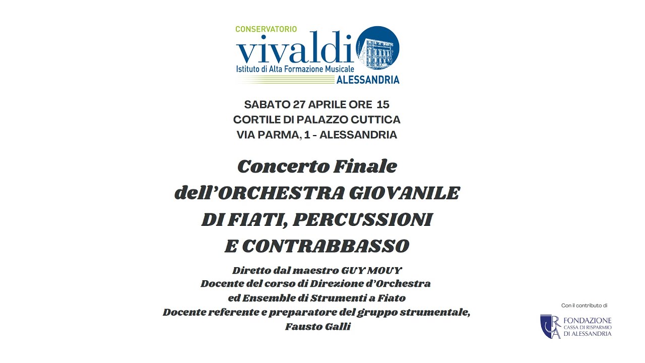 Concerto Finale dell’ORCHESTRA GIOVANILE DI FIATI, PERCUSSIONI E CONTRABBASSO