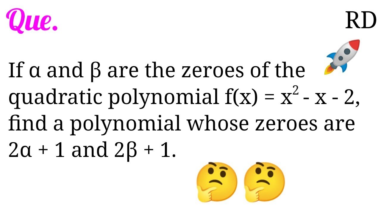 If α and β are the zeroes of the quadratic polynomial f(x) = x^2-x-2, find a polynomial whose zeroes