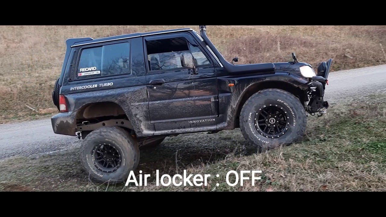 &Ccedil;arpışant&uuml;rk Hyundai galloper innovation Evo Air locker test front air locker and rear air locker