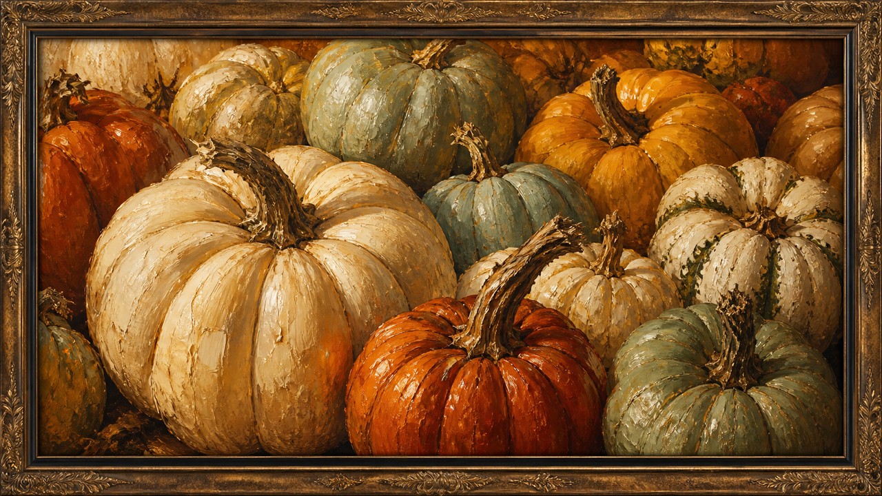 Vintage Fall Pumpkins Frame TV Art | 6 Hours No Sound
