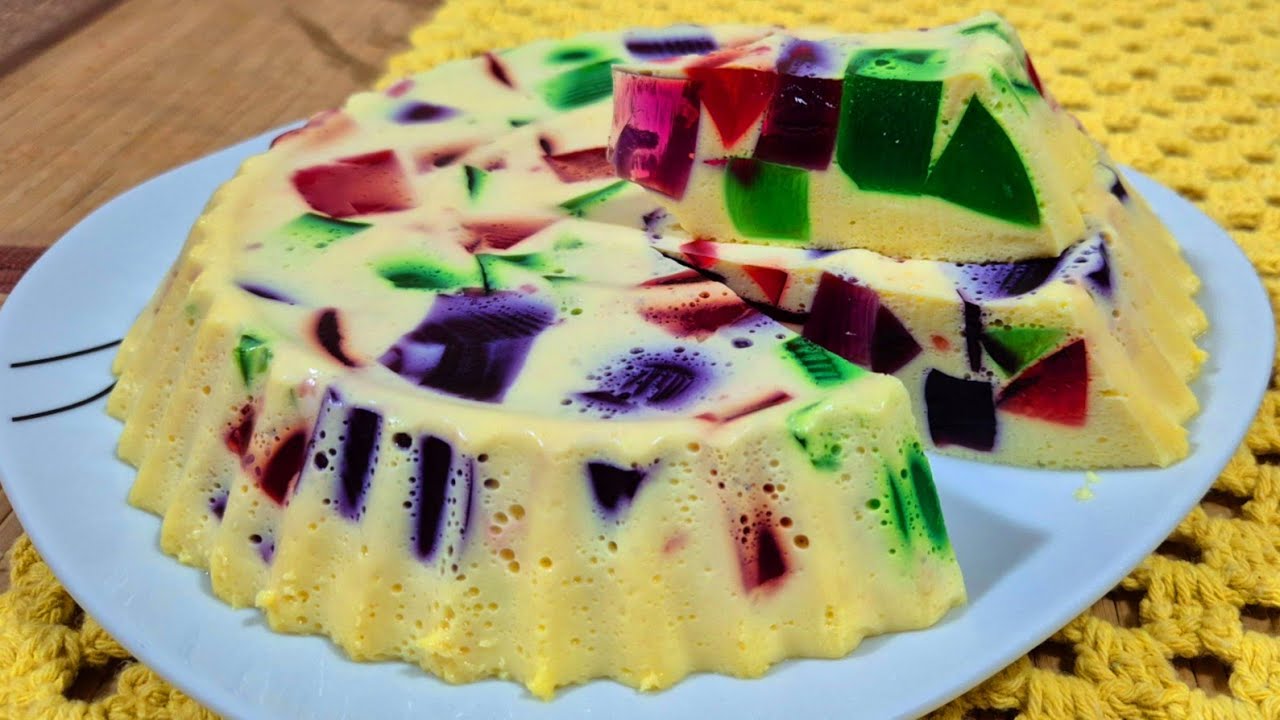 GELATINA COLORIDA SEM GELATINA INCOLOR COM 3 INGREDIENTES FÁCIL E RÁPIDO