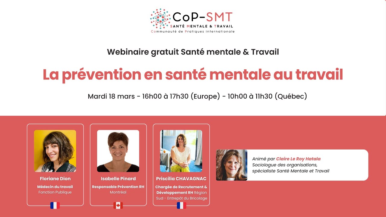 La prévention en santé mentale au travail - 18 mars 2025 - CoP-SMT