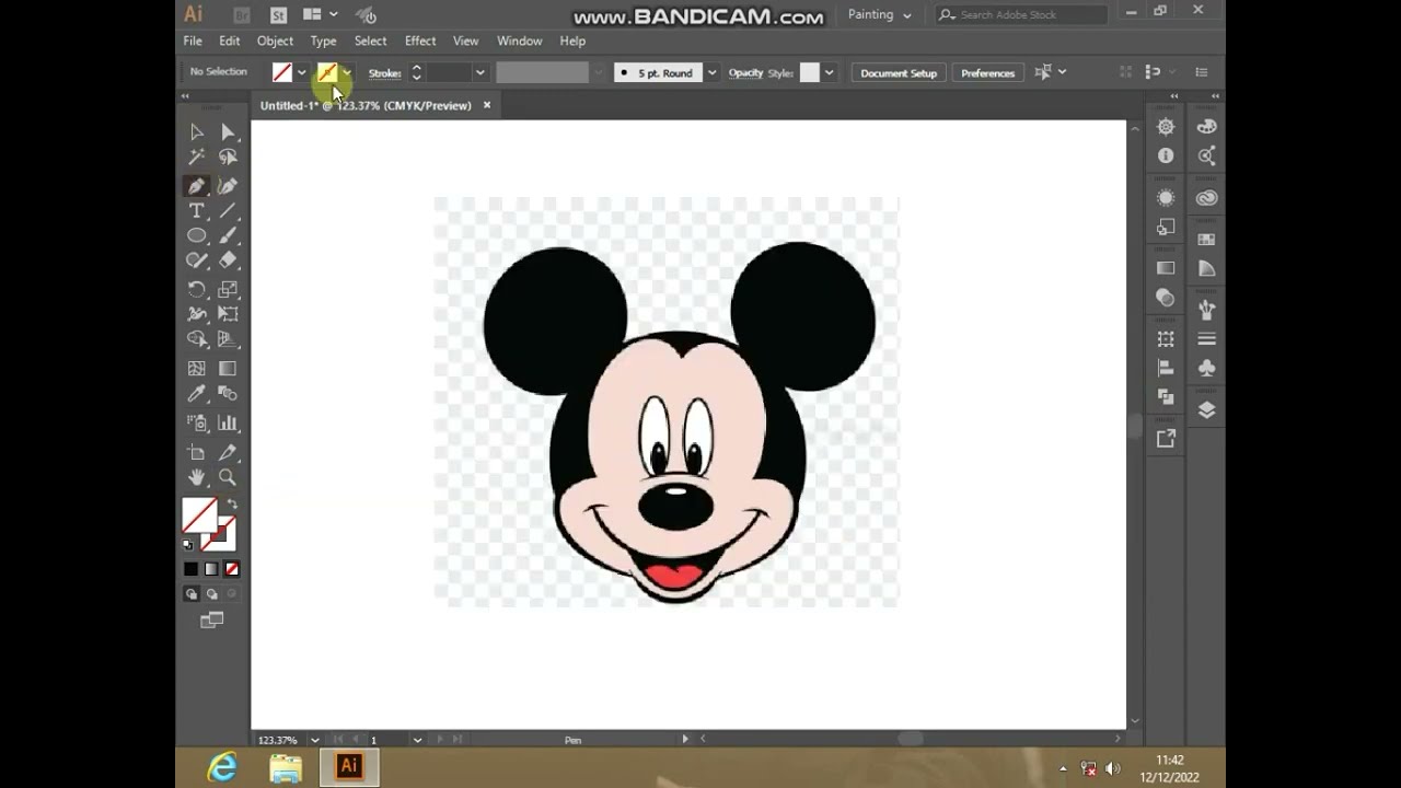 How to create mickey mouse || Adobe illustrator || Class 10 || Muneeb Graphic's