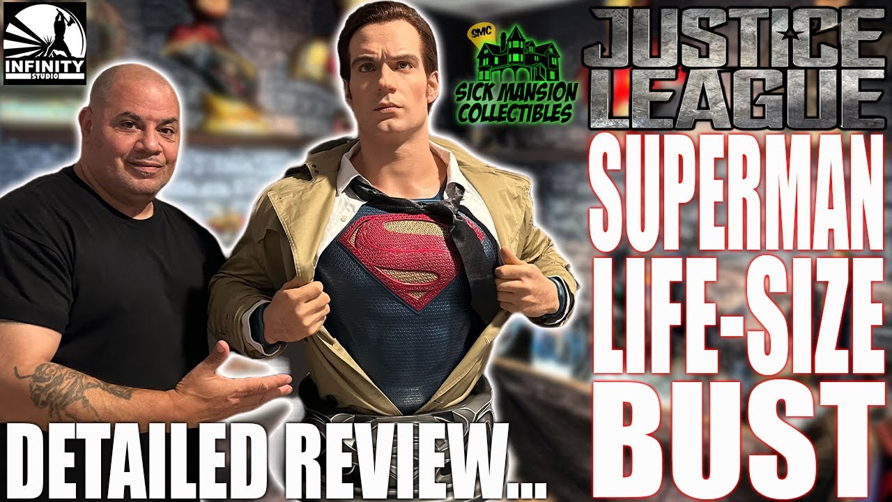 HENRY CAVIL SUPERMAN JUSTICE LEAGUE INFINITY STUDIOS LIFE-SIZE TORSO BUST DETAILED REVIEW EP: (89)