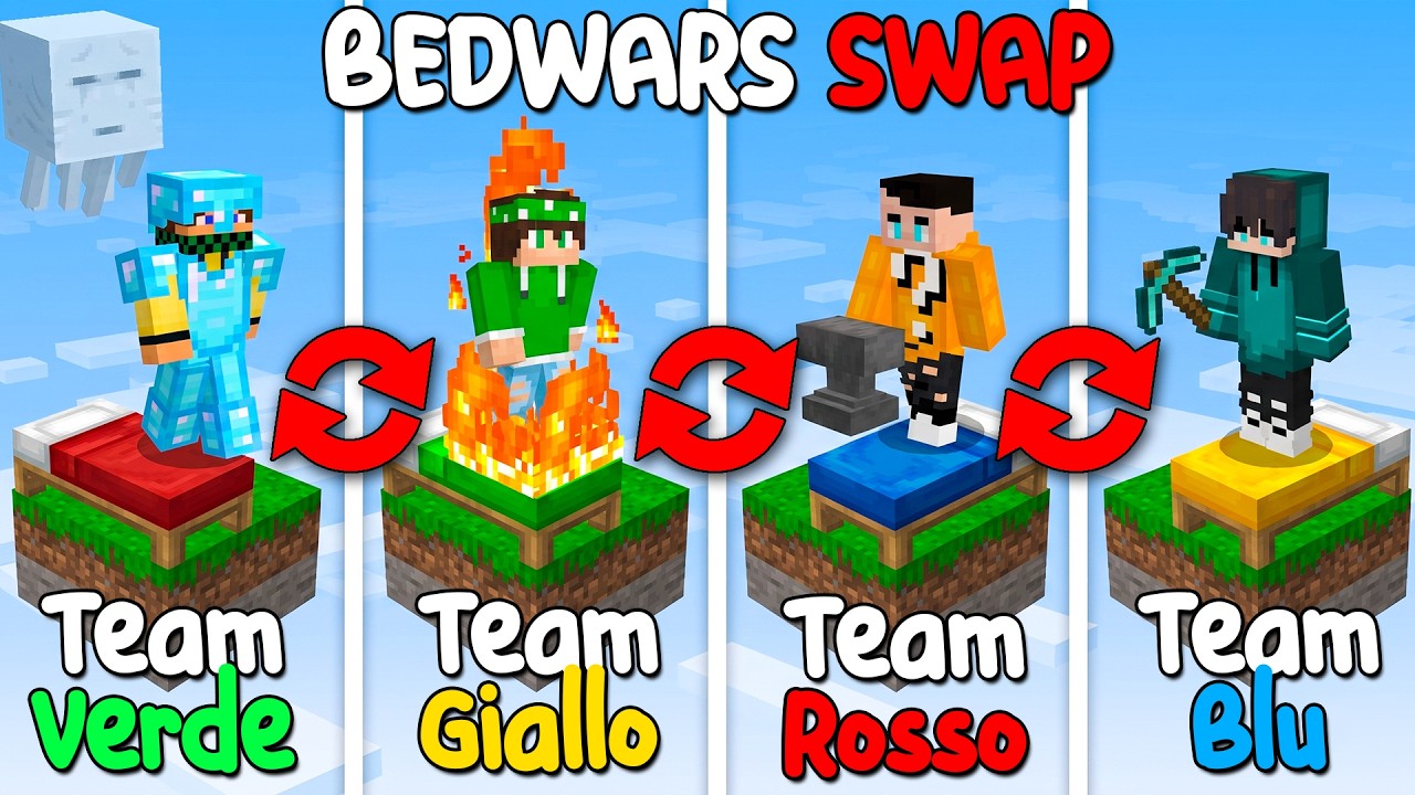 BEDWARS SWAP 1vs1vs1vs1 *SCAMBIO OGNI MINUTO*