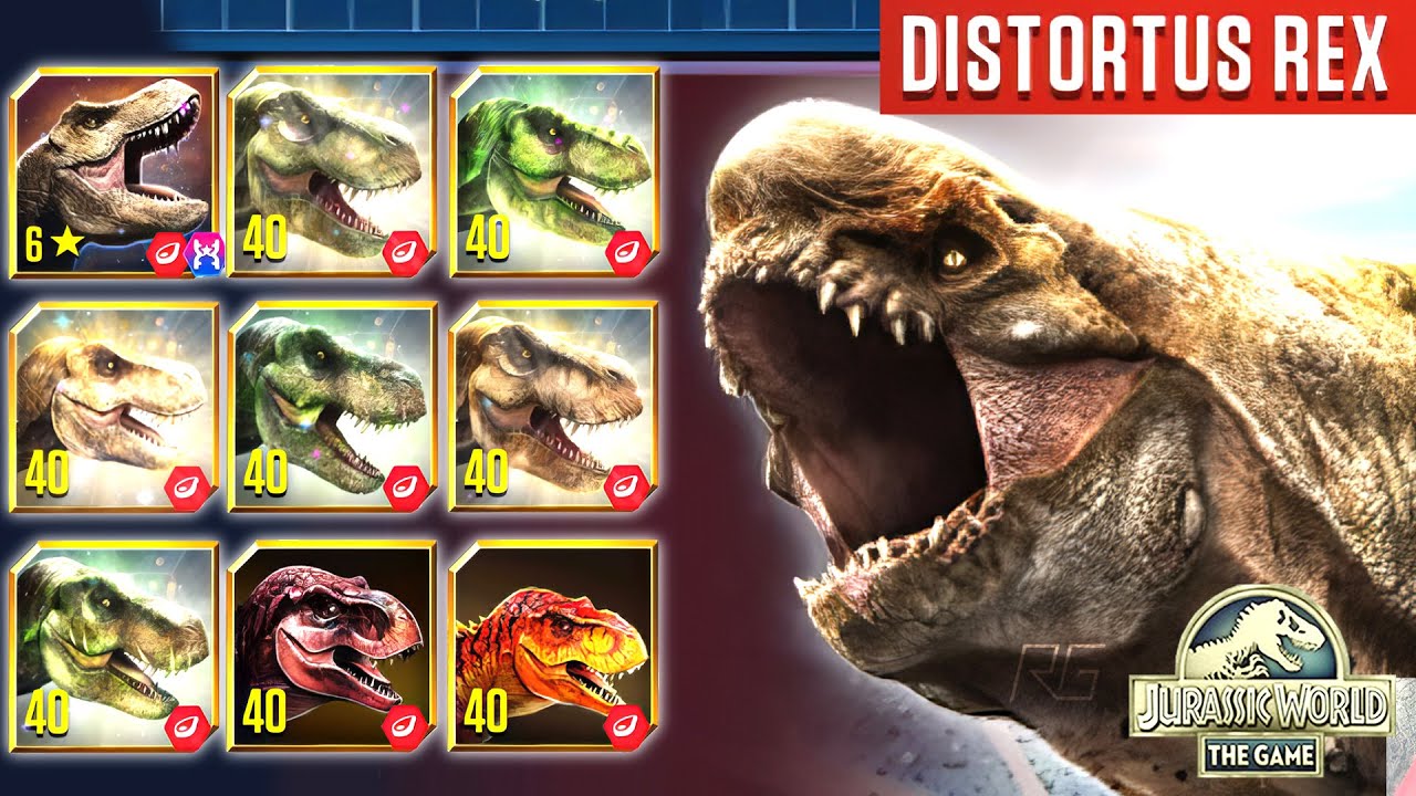 DISTORTUS REX VS ALL TYRANNOSAURUS. ALL D-REX ANIMATION | Jurassic World The Game