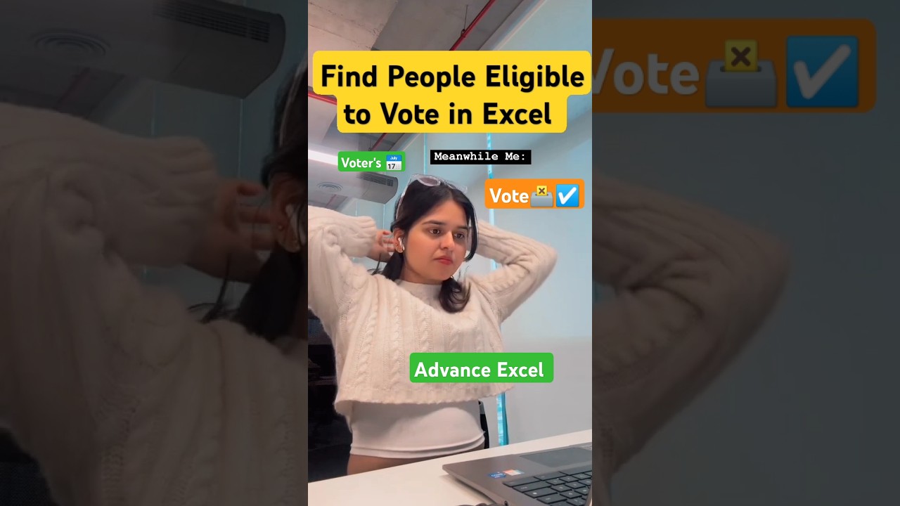 Find People Eligible to Vote in Excel #excel #exceltricks #exceltips #vote #formula #raw