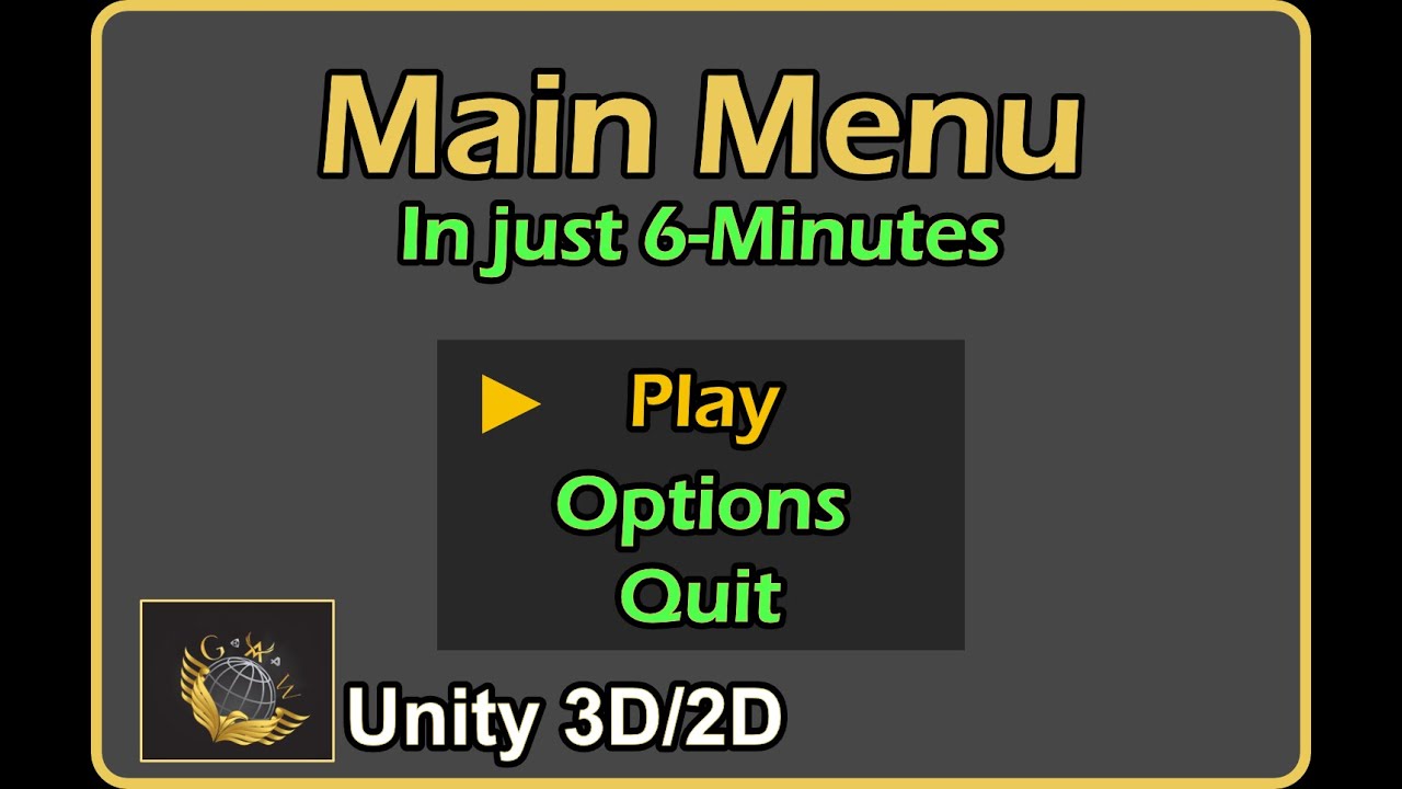 6-минутное ГЛАВНОЕ МЕНЮ Unity Tutorial