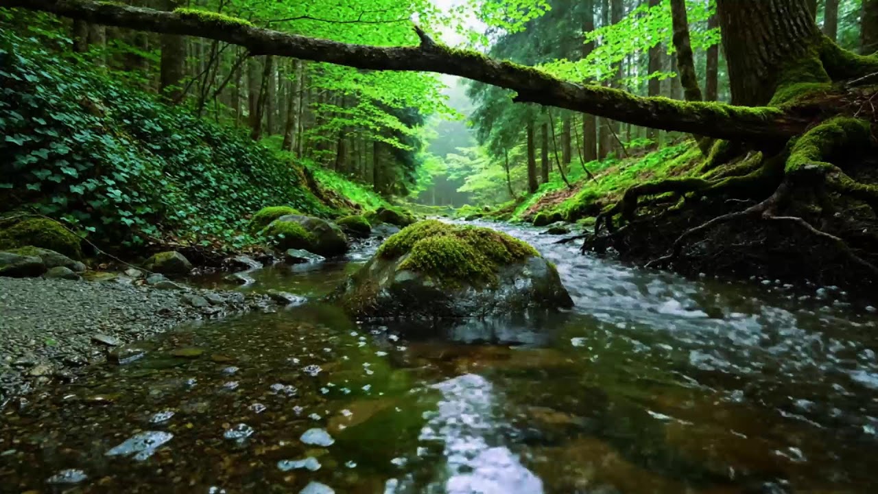 Calming Forest Ambience 🌿 River Flowing Birds Chirping in Hidden Forest Ambience for Rest Medicine