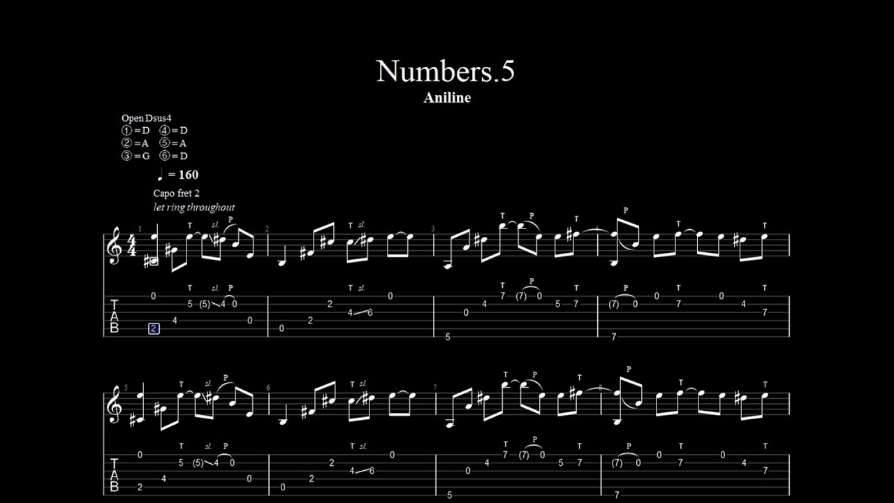 【TAB】Numbers.5(Solo Acoustic Guitar) - Aniline