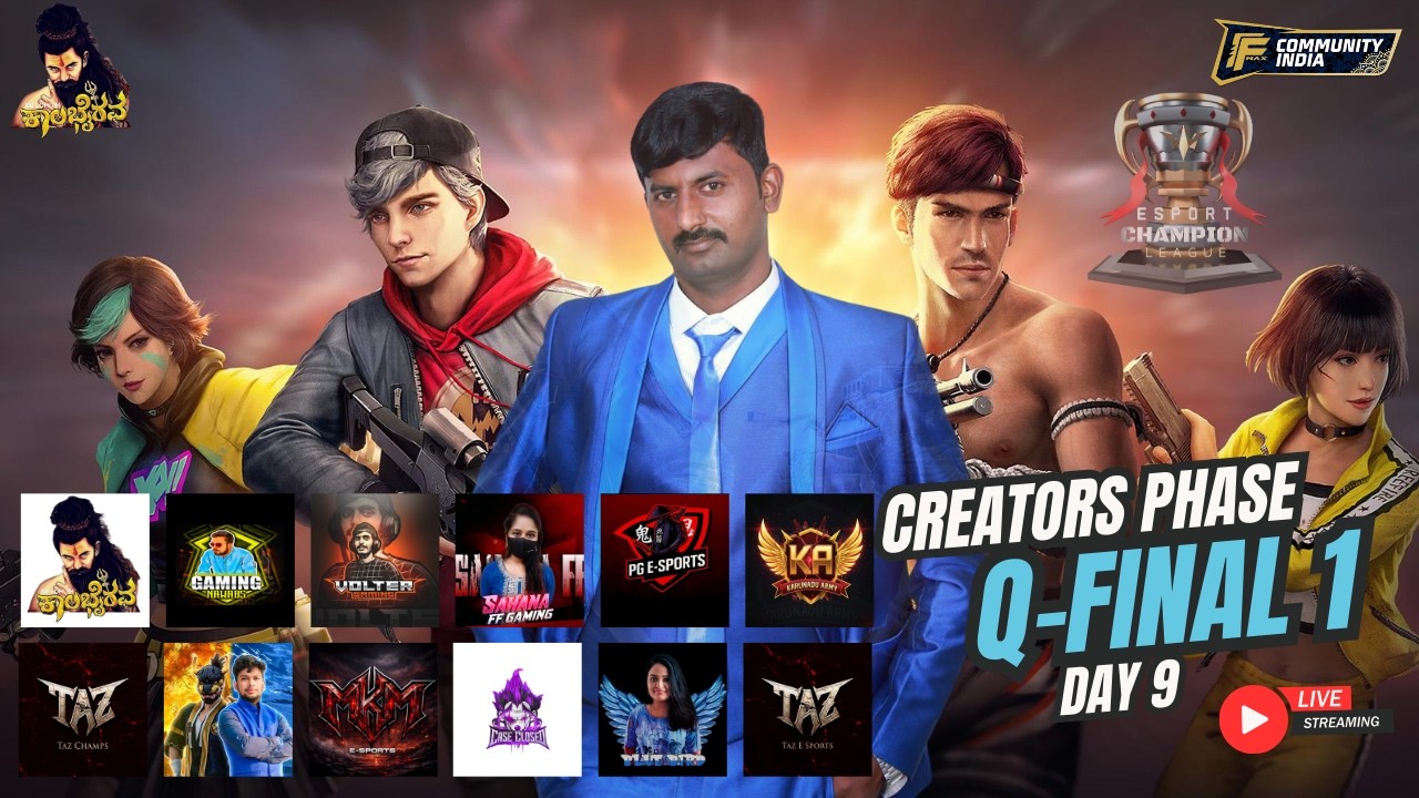 ESPORTS CHAMPIONS LEAGUE || CREATOR PHASE ROUND 2 || DAY 8 || FREE FIRE MAX LIVE || VERTICAL LIVE