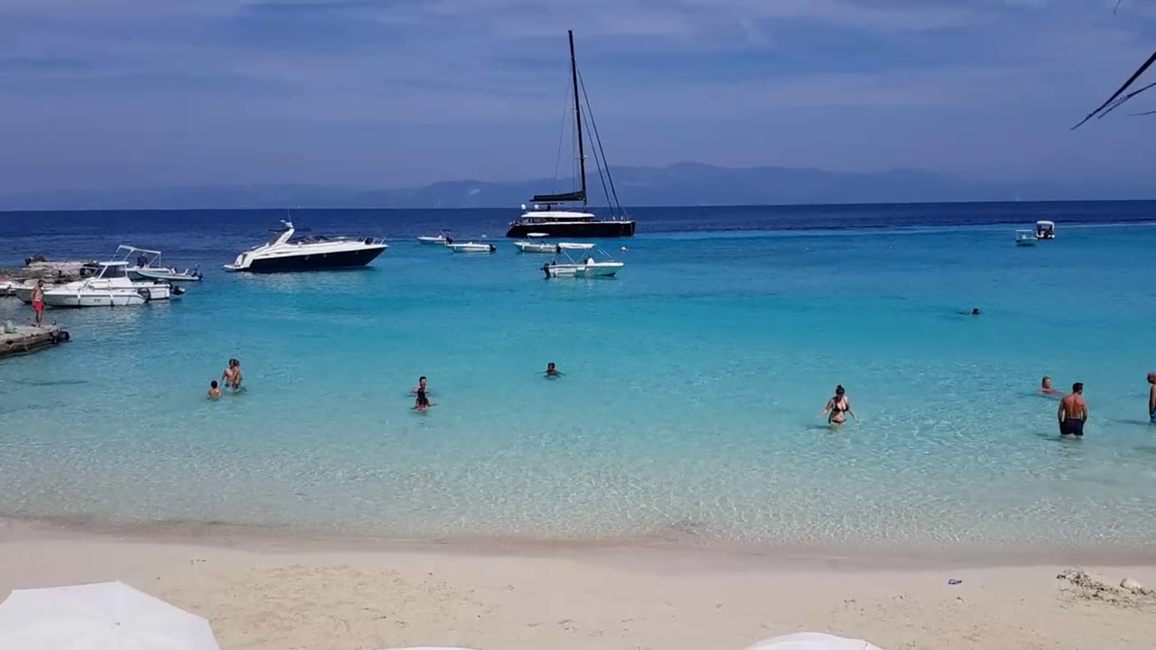 View from Spiro's restaurant, Vrika Beach, Antipaxos