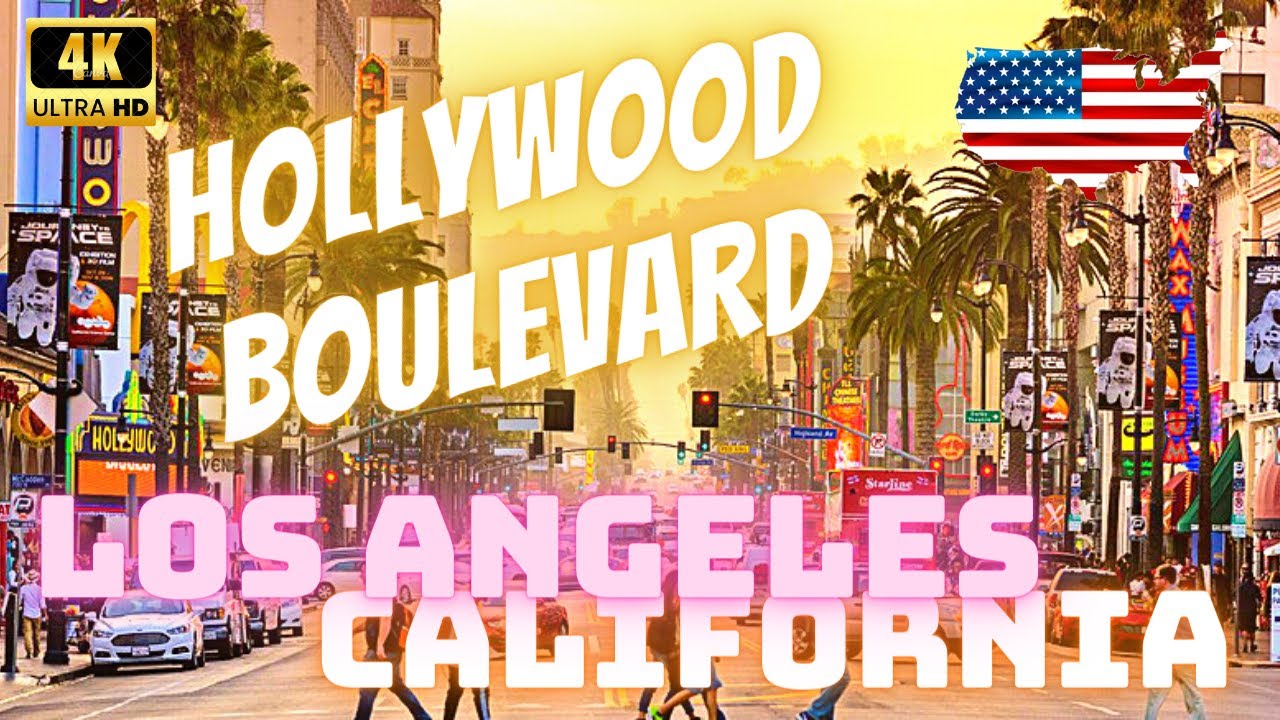LOS ANGELES, CALIFORNIA, USA 🇺🇸 – HOLLYWOOD BOULEVARD – WALK OF FAME – 4K CITY WALK